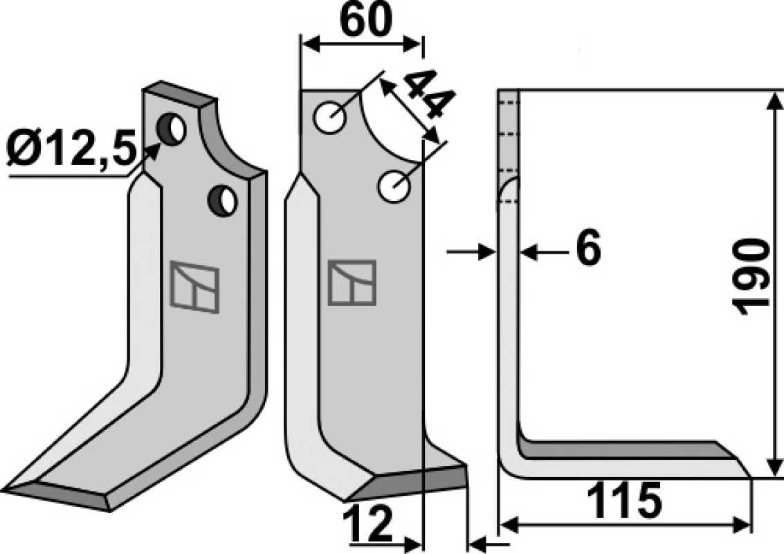 Fräsmesser 190x60mm, rechts